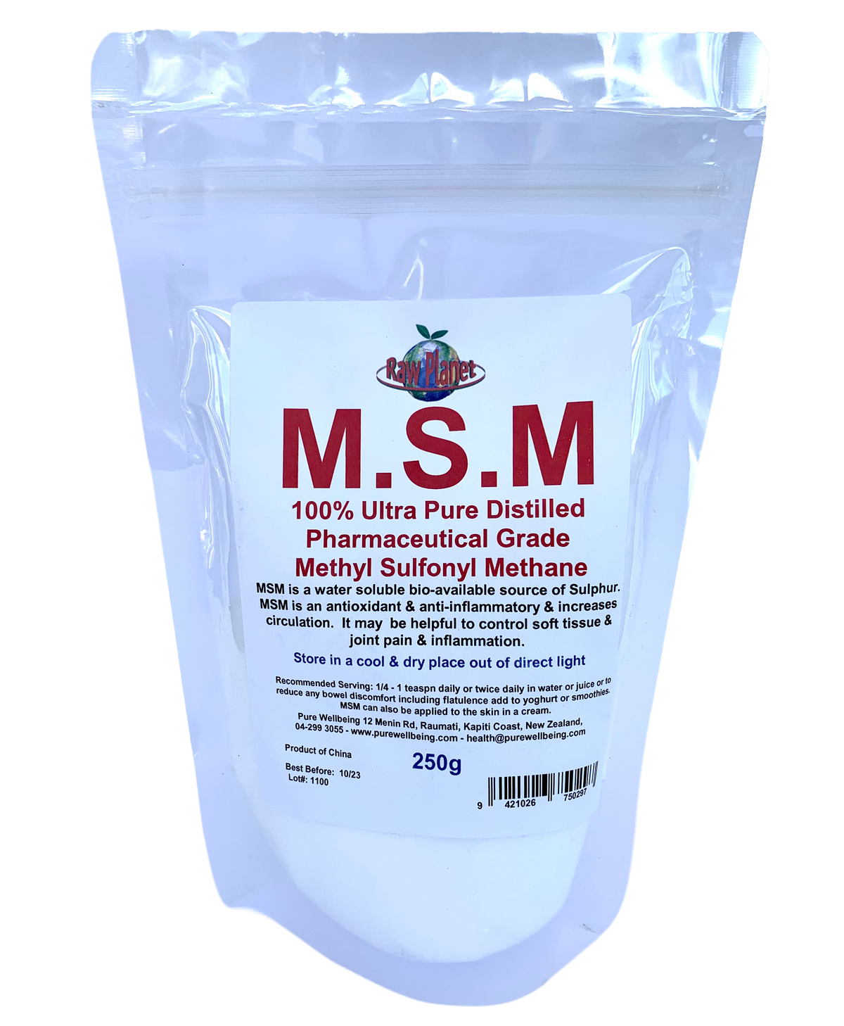 RAW PLANET MSM POWDER 250G