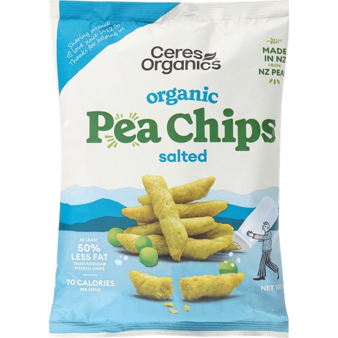CERES POPPED PEA CHIPS SALTED 100G