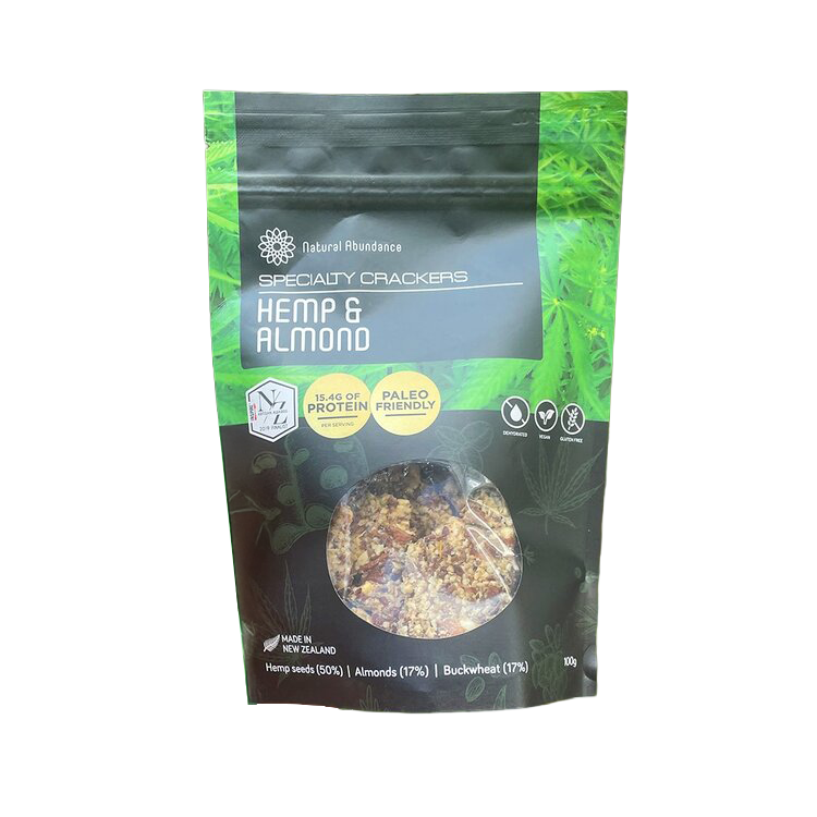 NATURAL ABUNDANCE CRACKERS HEMP ALMOND 100G