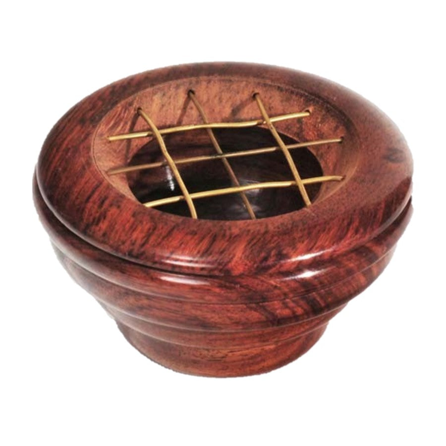 WOODEN ROUND CHARCOAL BURNER FOR RESIN