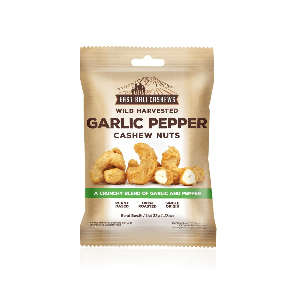 EAST BALI CASHEWS GARLIC PEPPER CASHEWS 35G