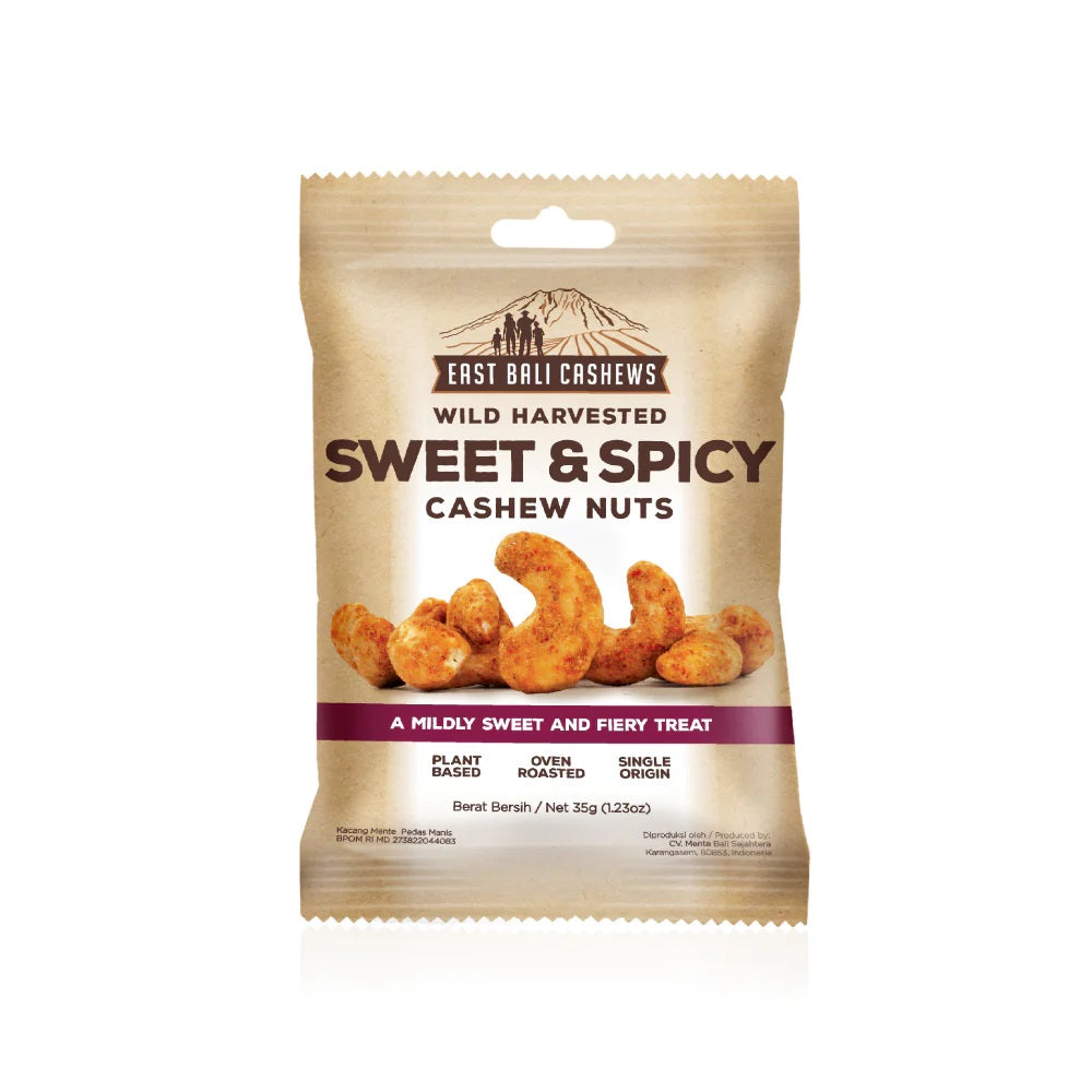 EAST BALI CASHEWS SWEET & SPICY CASHEWS 35G