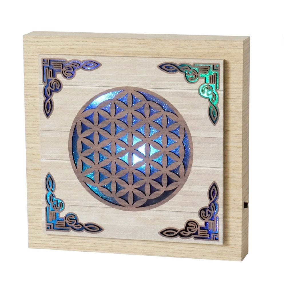 FLOWER OF LIFE LED WOODEN PLAQUE