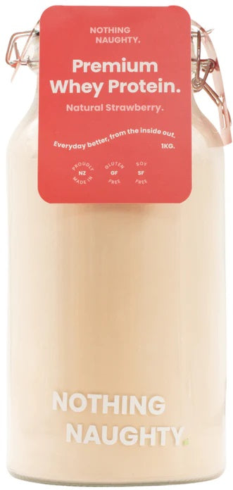 NOTHING NAUGHTY PREMIUM WHEY PROTEIN POWDER STRAWBERRY 1KG