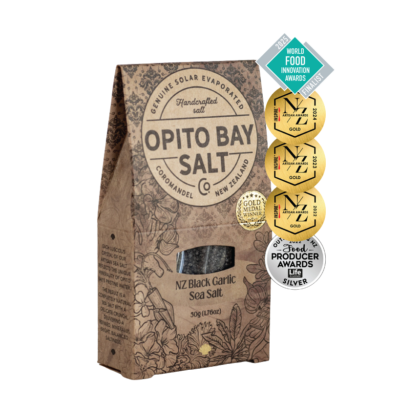 OPITO BAY SALT BLACK GARLIC NZ SEA SALT 50G