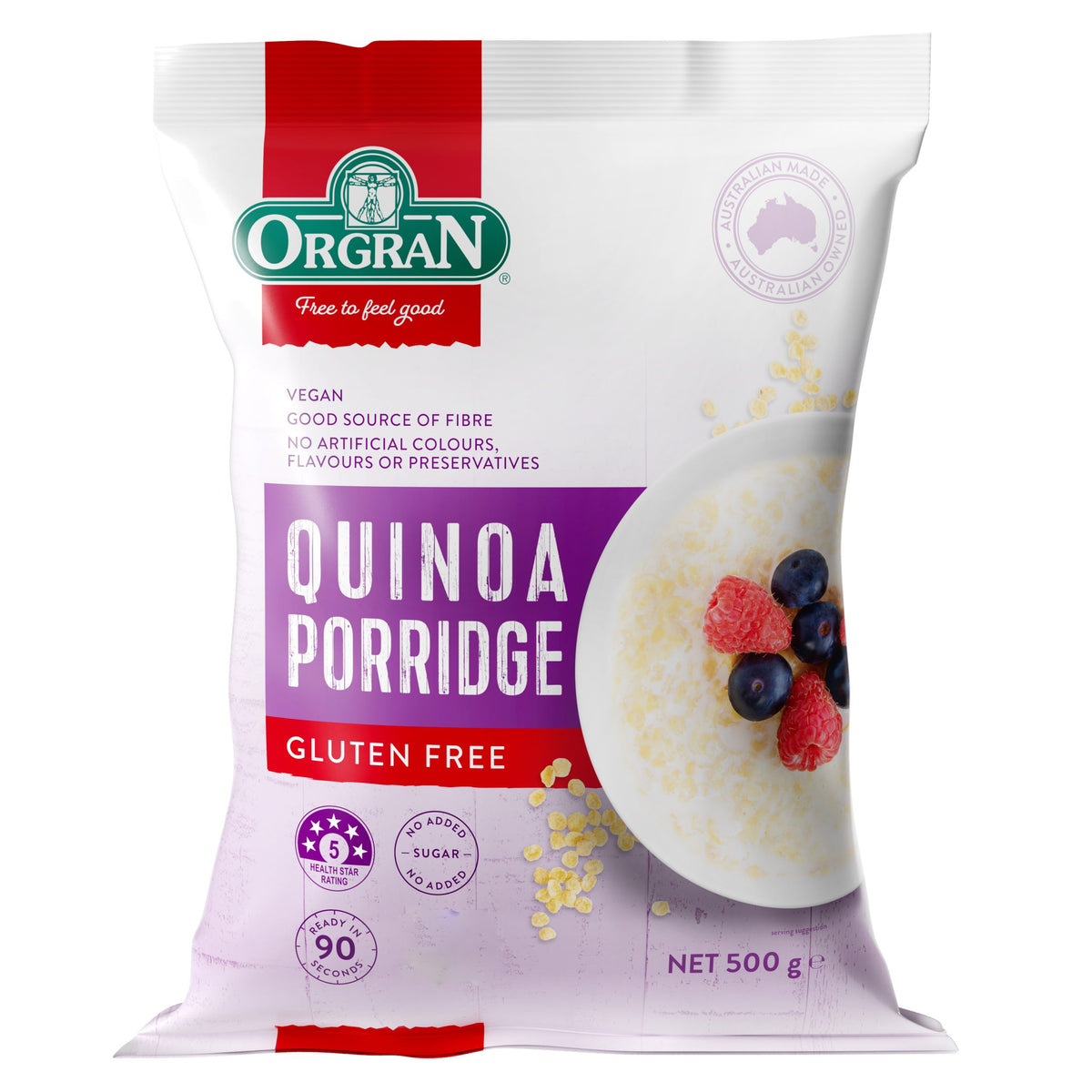 ORGRAN QUINOA PORRIDGE UNFLAVOURED 500G