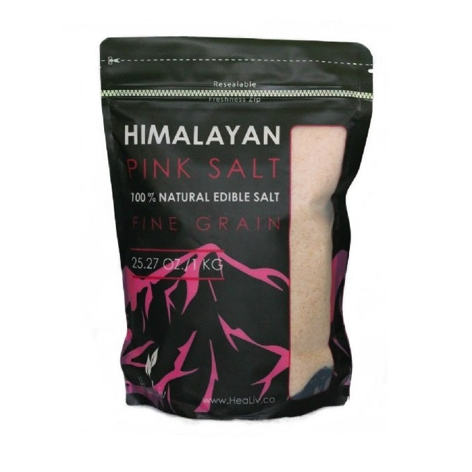HEALIV FINE HIMALAYAN SALT 1KG ZIP LOCK BAG