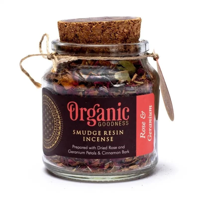 ORGANIC GOODNESS SMUDGE RESIN ROSE & GERANIUM
