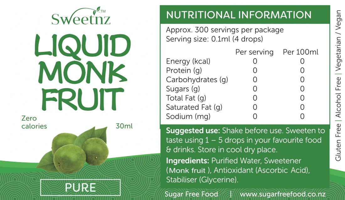 SWEET NZ LIQUID MONK FRUIT PURE 30ML