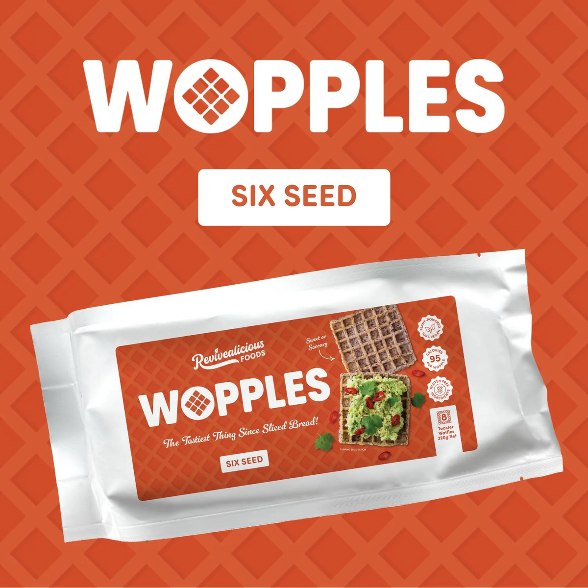 REVIVEALICIOUS FOODS WOPPLES SIX SEED WAFFLES 320G