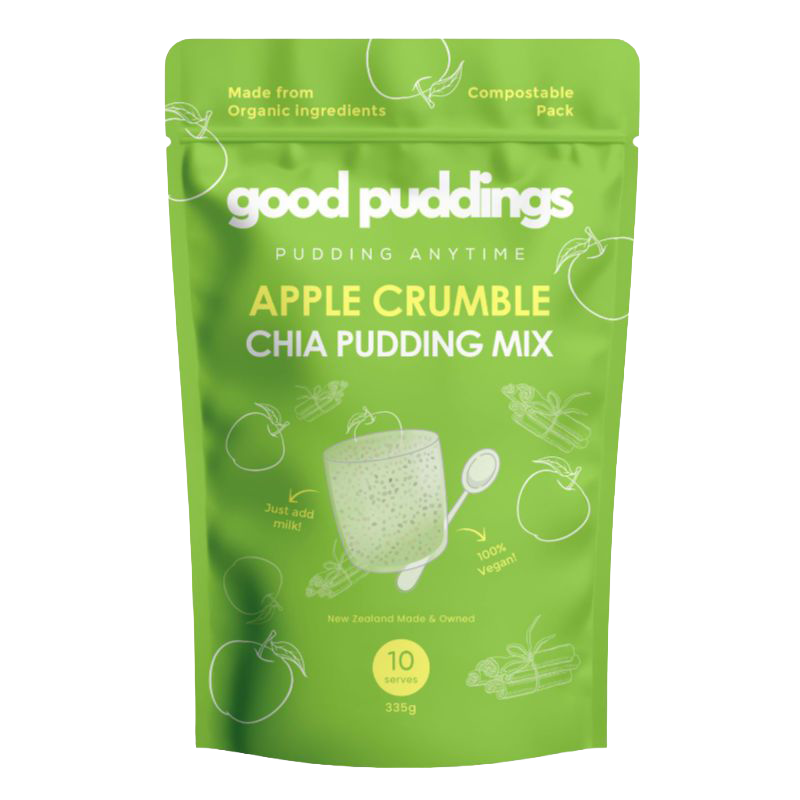 GOOD PUDDINGS APPLE CRUMBLE CHIA PUDDING MIX 10 SERVINGS