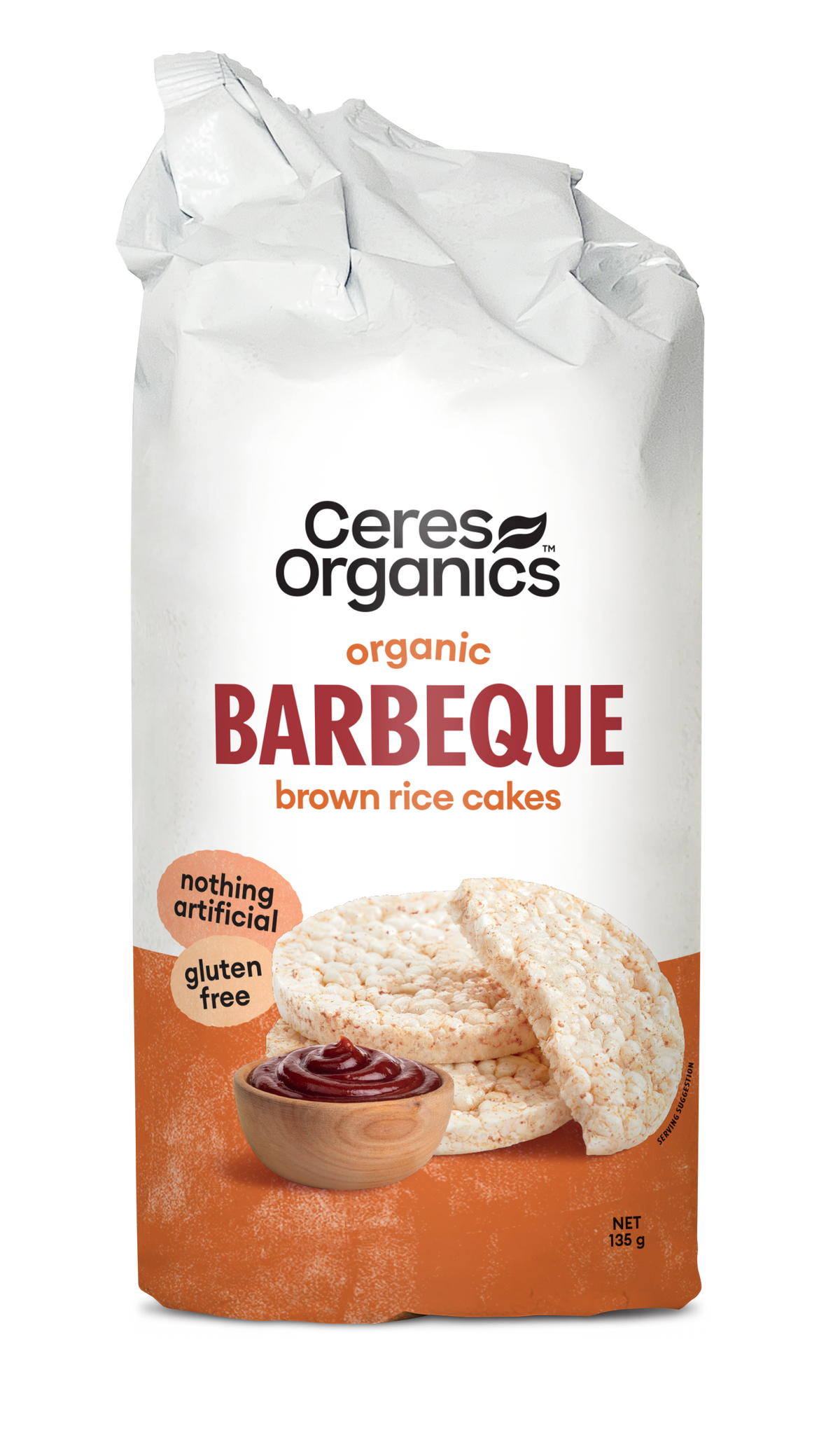 CERES ORGANICS BROWN RICE CAKES BARBEQUES 135G GF