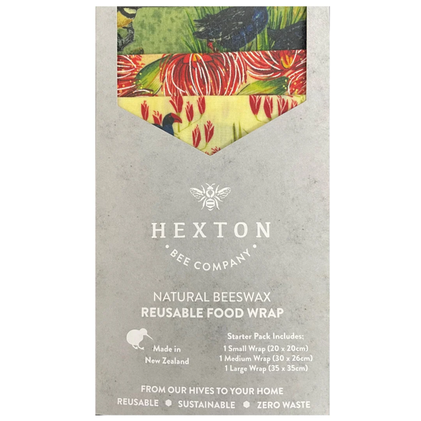 HEXTON BEES BEESWAX WRAPS KIWIANA NATIVE BIRDS 3PK