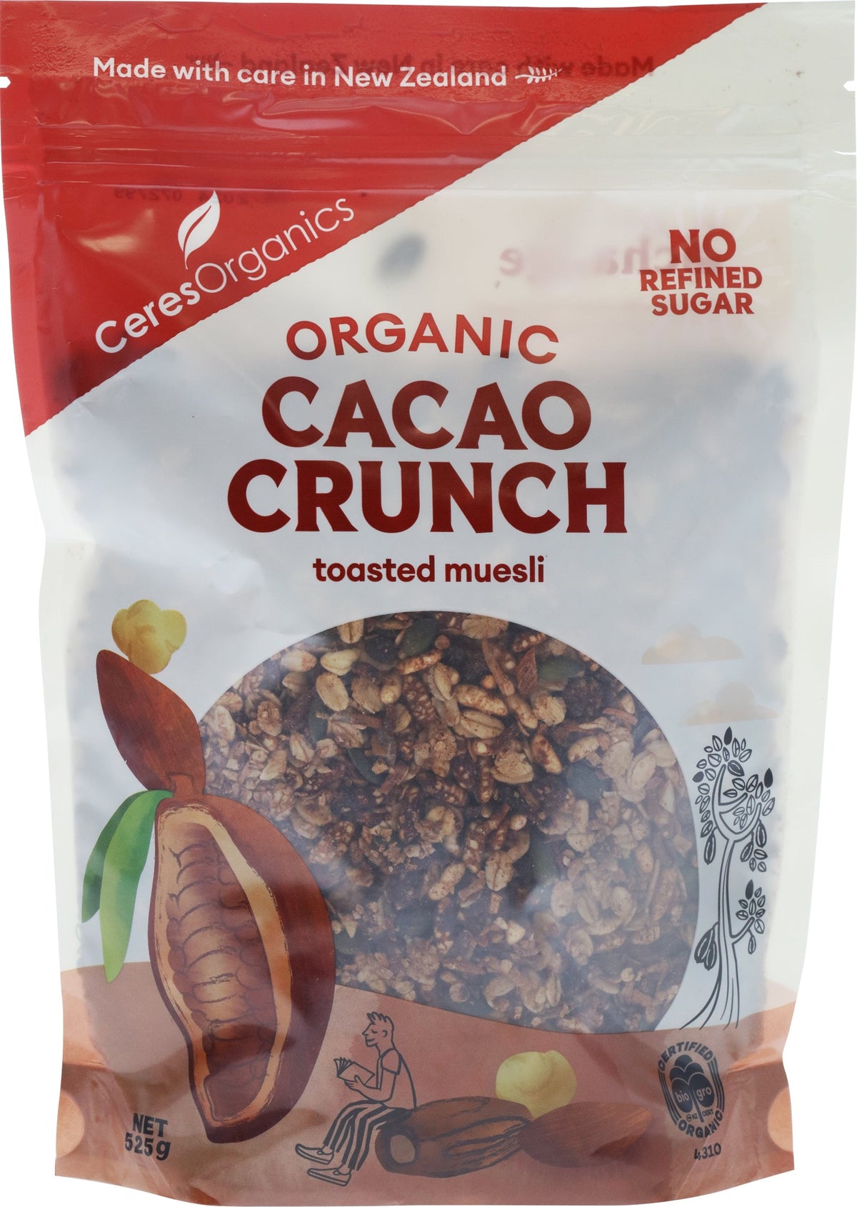 CERES ORGANIC TOASTED MUESLI CACAO CRUNCH 525G