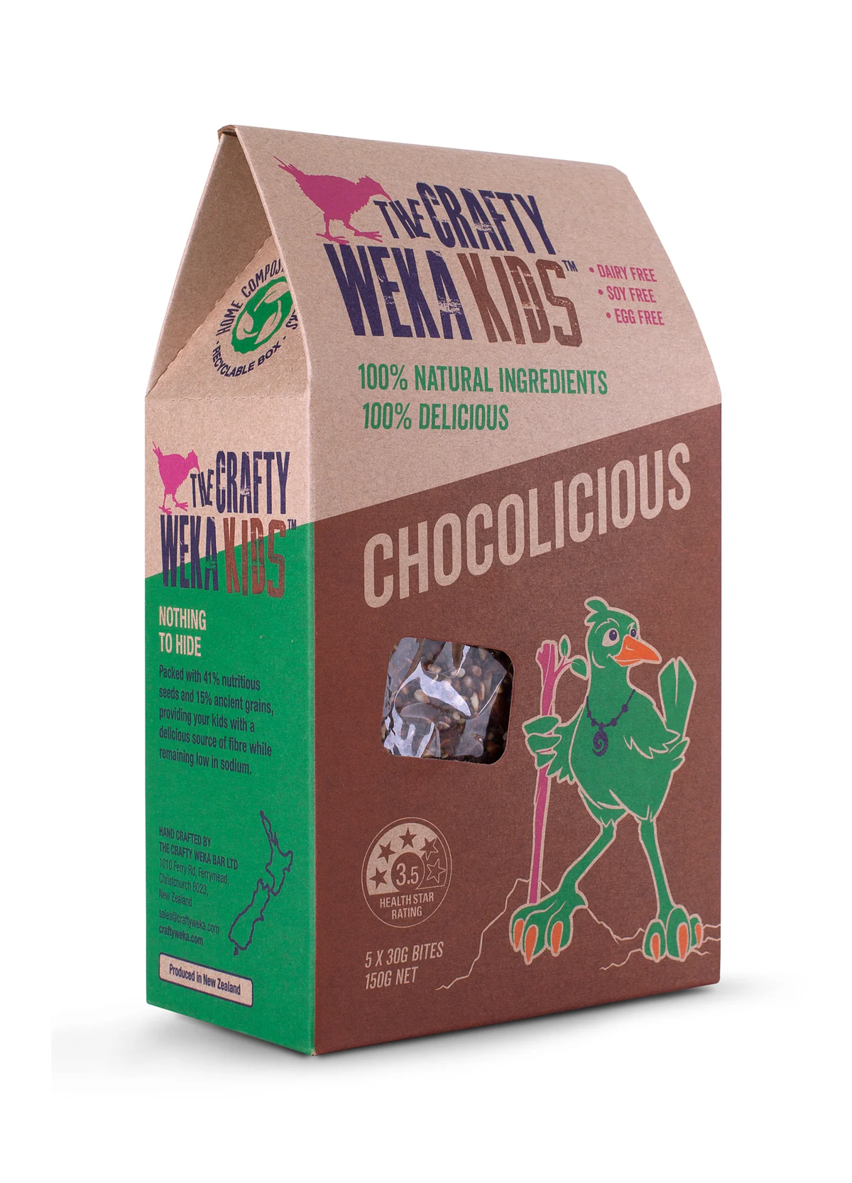 THE CRAFTY WEKA KIDS CHOCOLATE POUCHES 5X30G