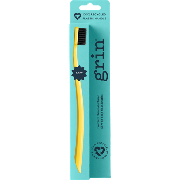 GRIN NATURAL 100% RECYCLED TOOTHBRUSH SINGLE LEMON SOFT