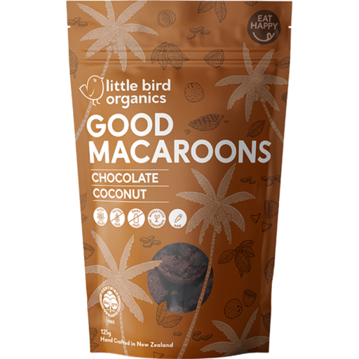 LITTLE BIRD MACAROONS CHOCOLATE COCONUT 125GM