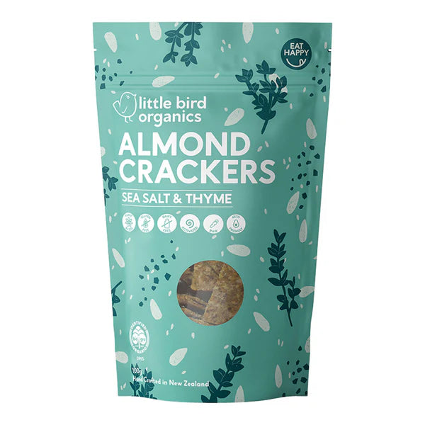 LITTLE BIRD ALMOND CRACKERS SEA SALT & THYME 100GM