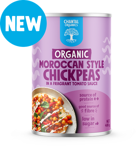 CHANTAL ORGANICS MOROCCAN CHICKPEAS 400G CAN