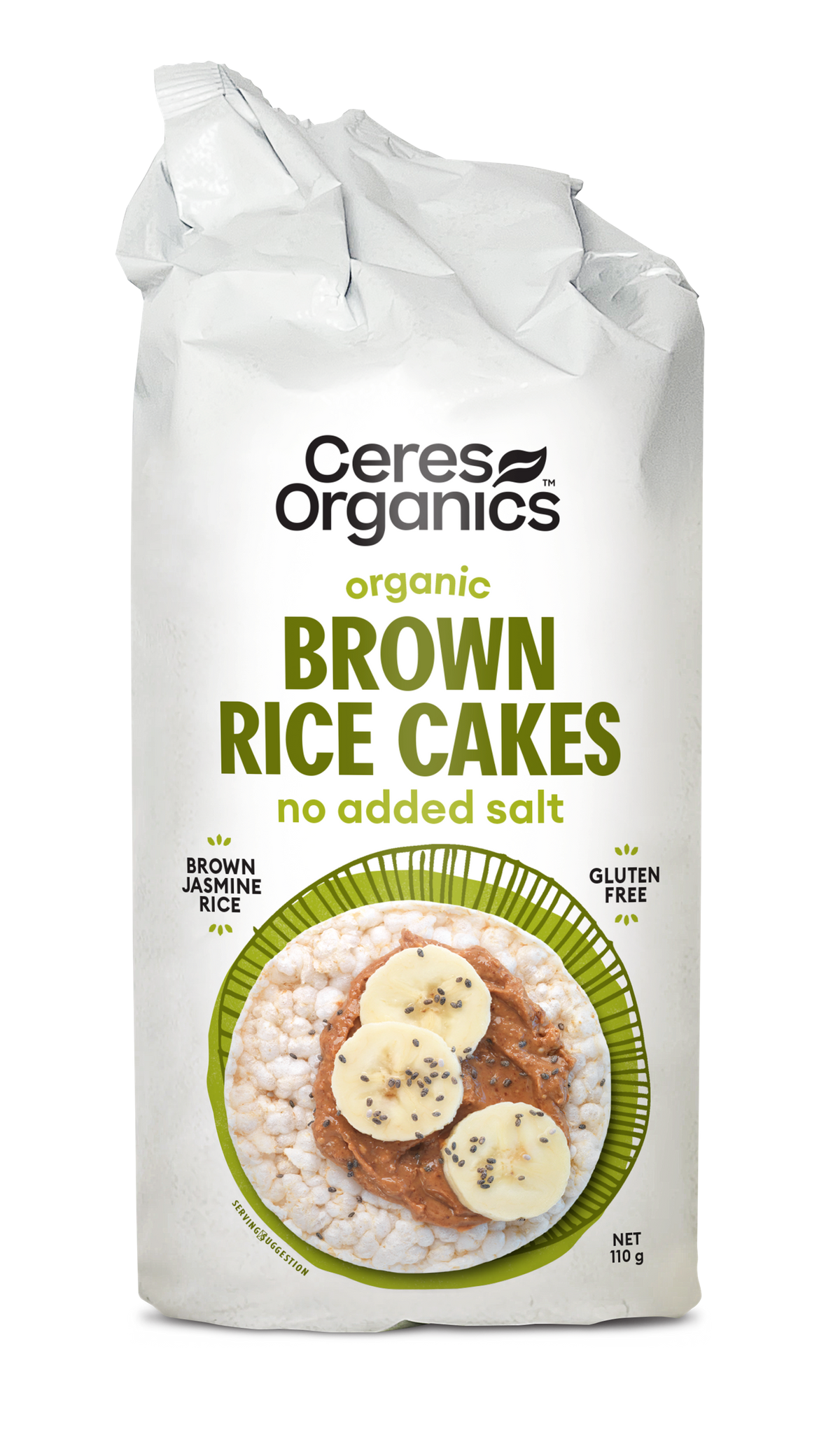 CERES BROWN RICE CAKES NO ADDED SALT 110G
