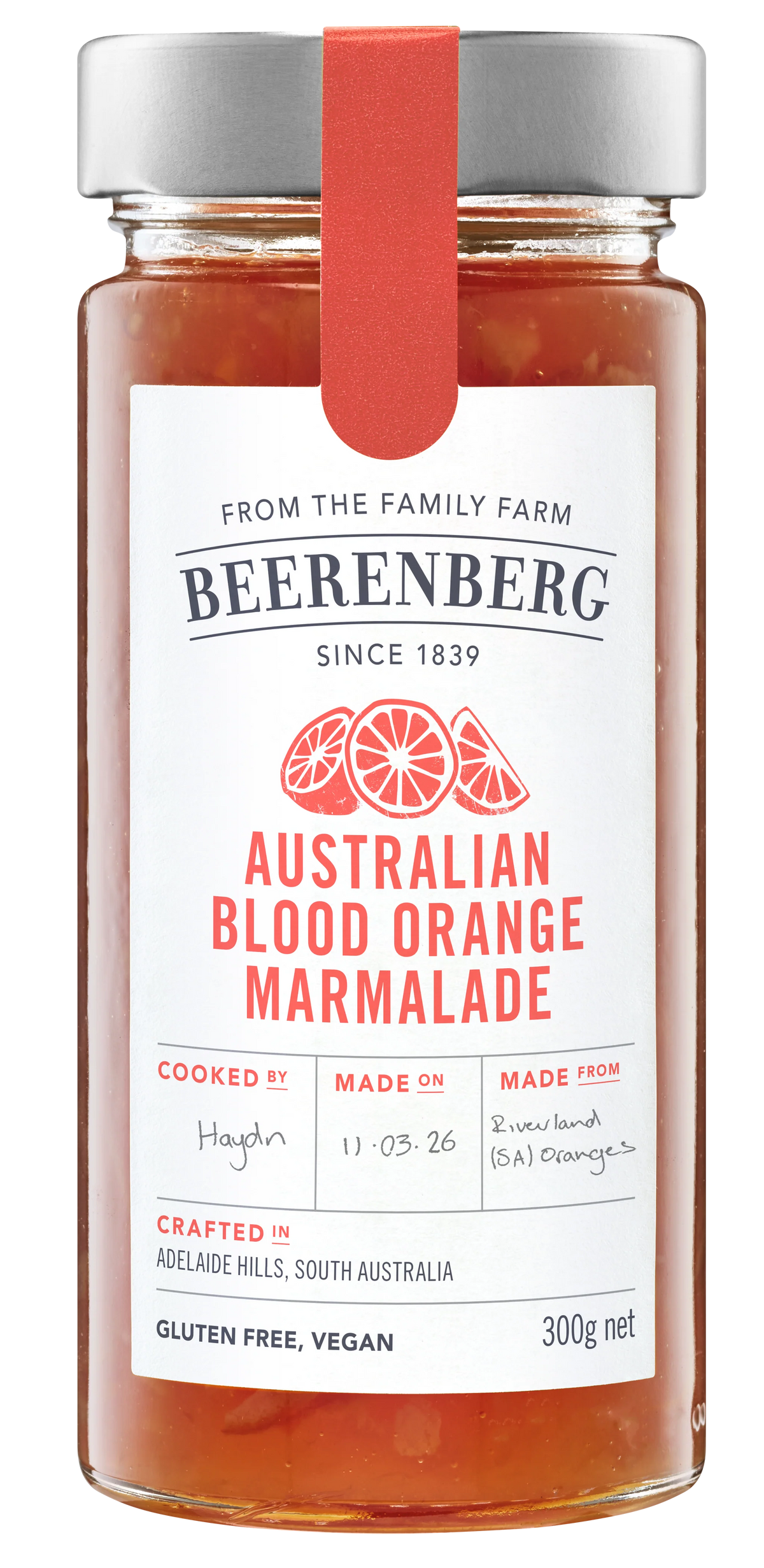 BEERENBERG BLOOD ORANGE MARMALADE 300G