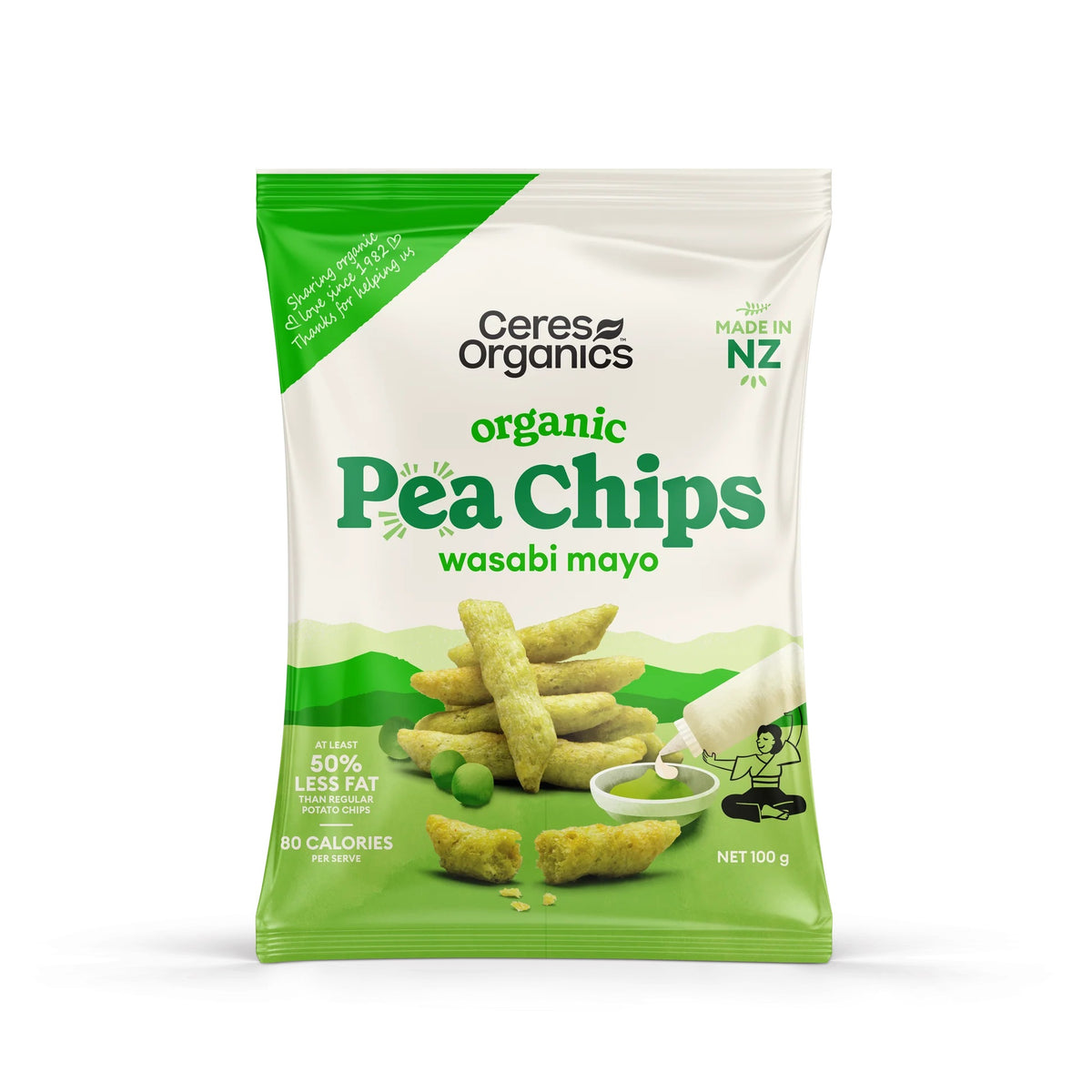 CERES BIO PEA CHIPS WASABI MAYO 100G