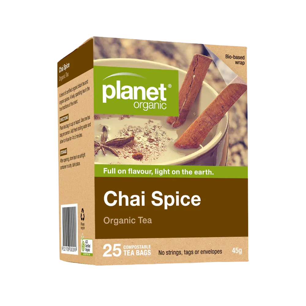 PLANET ORGANIC CHAI SPICE TEA 25 BAGS