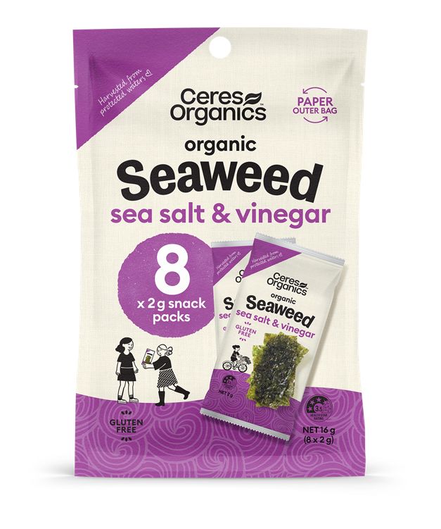 CERES ORGANICS BIO SEAWEED SNACK MULTIPACK SALT & VINEGAR 2G X 8
