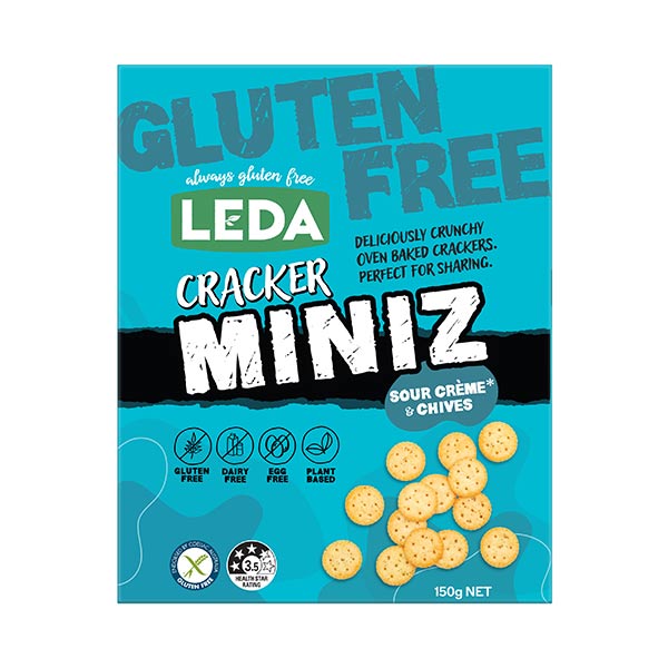 LEDA MINIZ SOUR CREAM AND CHIVE CRACKERS SHARE PACK 150G