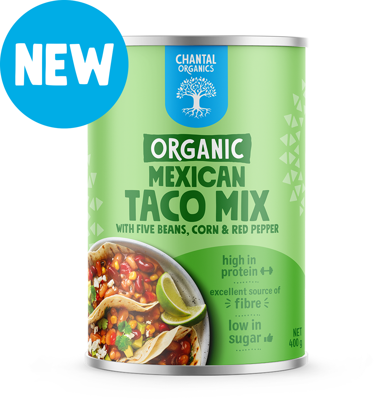 CHANTAL ORGANICS MEXICAN TACO MIX BEANS 400G CAN