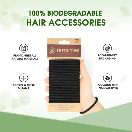 TERRA TIES HAIR TIES 100% BIODEGRADABLE & ORGANIC 27PK