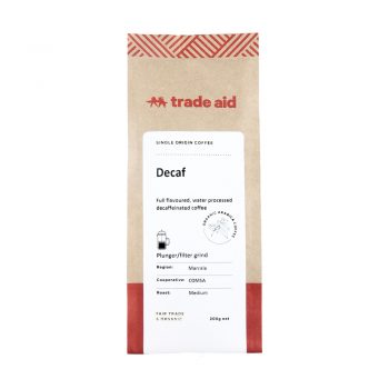 TRADE AID DECAF MEDIUM GRIND PLUNGER COFFEE 200G