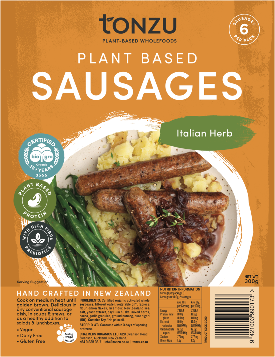 TONZU VEGAN SAUSAGES ITALIAN HERB 300G