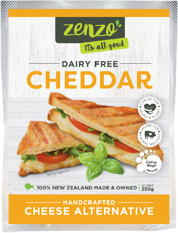 ZENZO DAIRY FREE VEGAN CHEDDAR CHEESE 250G