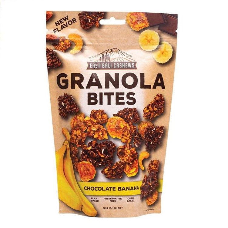 EAST BALI CASHEWS CHOCOLATE & BANANA GRANOLA BITES 125G