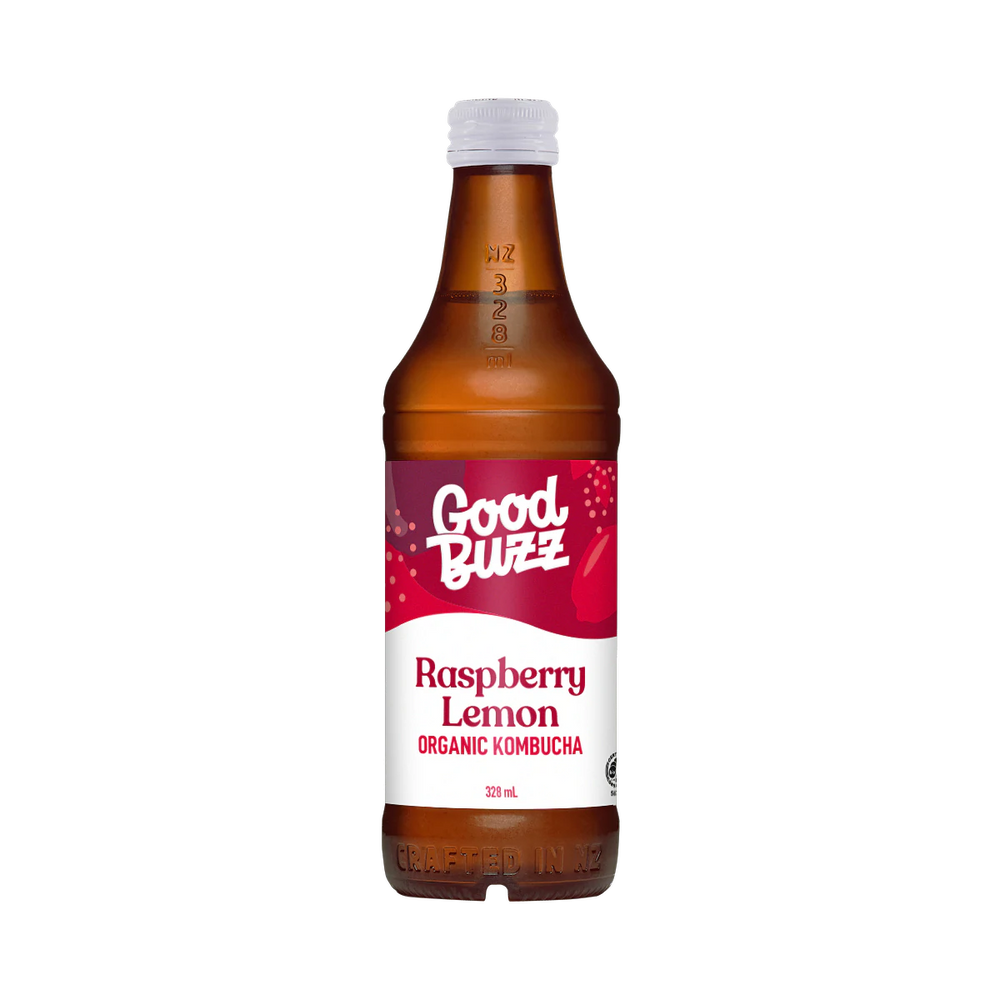 GOOD BUZZ KOMBUCHA RASPBERRY AND LEMON 328ML – Simply Organic NZ