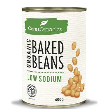 CERES ORGANIC LOW SODIUM BAKED BEANS CAN 400G