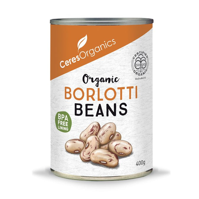 CERES ORGANIC BORLOTTI BEANS CAN 400G