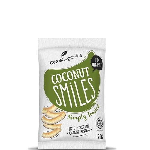 CERES ORGANIC TOASTED COCONUT SMILES 70G