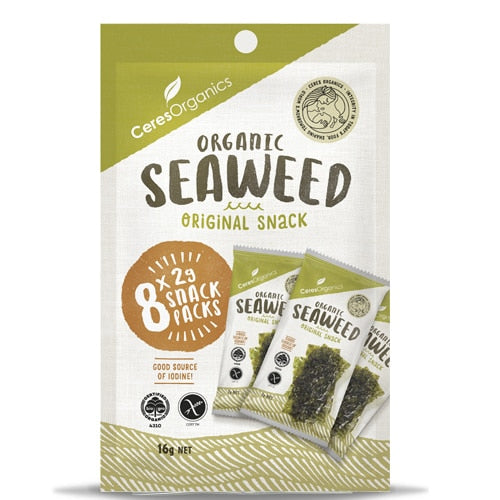 CERES ORGANIC ROASTED SEAWEED SNACK MULTI PACK 2GX8