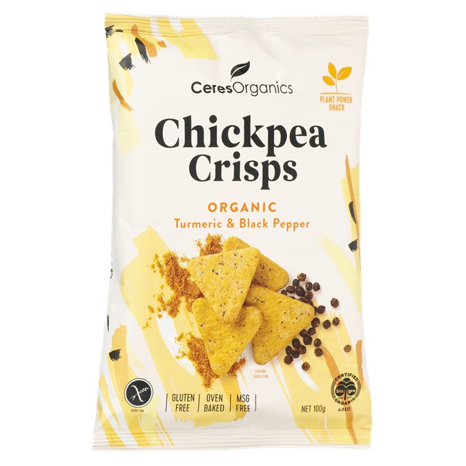 CERES ORGANIC TURMERIC & BLACK PEPPER CRISPS  100G