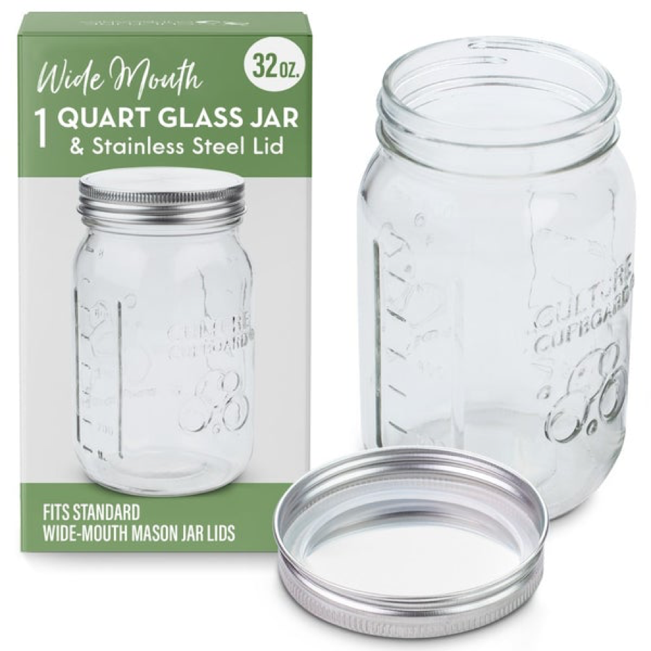 COUNTRY TRADING GLASS JAR WITH STEEL LID