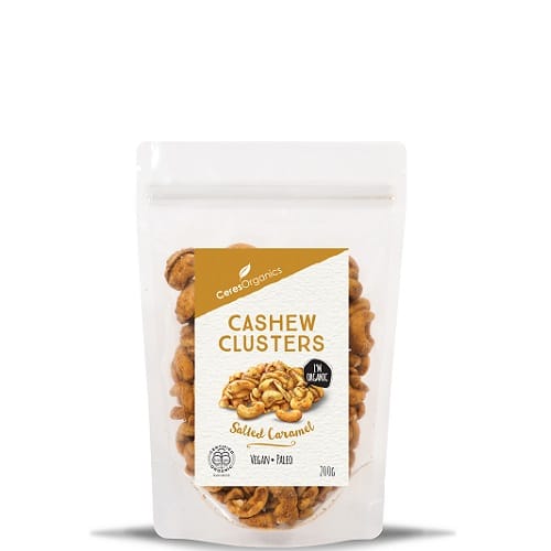 CERES ORGANIC CASHEW CLUSTERS SALTED CARAMEL 200G