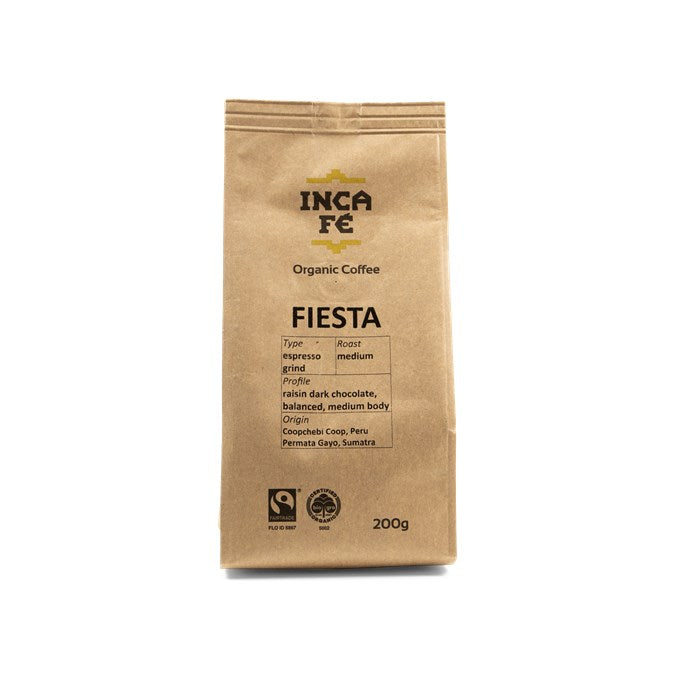 INCA FE BIO FIESTA ESPRESSO GRIND 200G – Simply Organic NZ