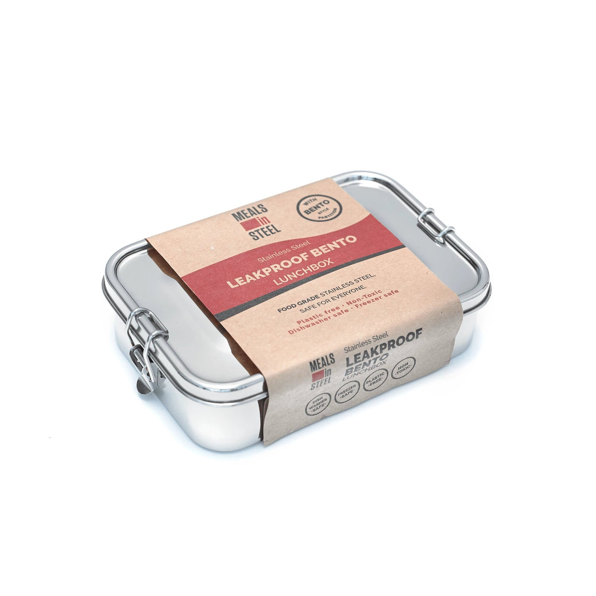 MEALS IN STEEL LARGE LEAKPROOF 3 DIVIDERS STAINLESS STEEL BOX 21X14X5CM