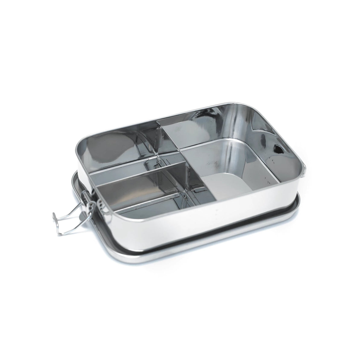 MEALS IN STEEL LARGE LEAKPROOF 3 DIVIDERS STAINLESS STEEL BOX 21X14X5CM