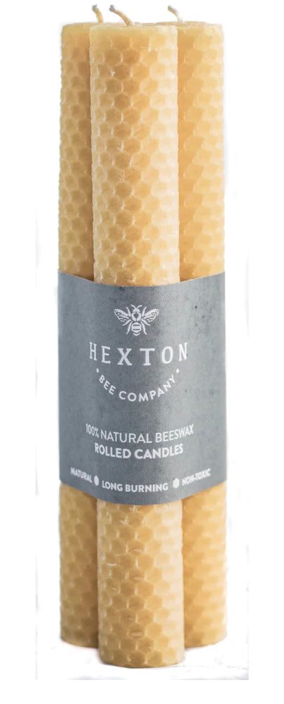 HEXTON BEES ROLLED BEESWAX CANDLE 3 PACK 15X210MM