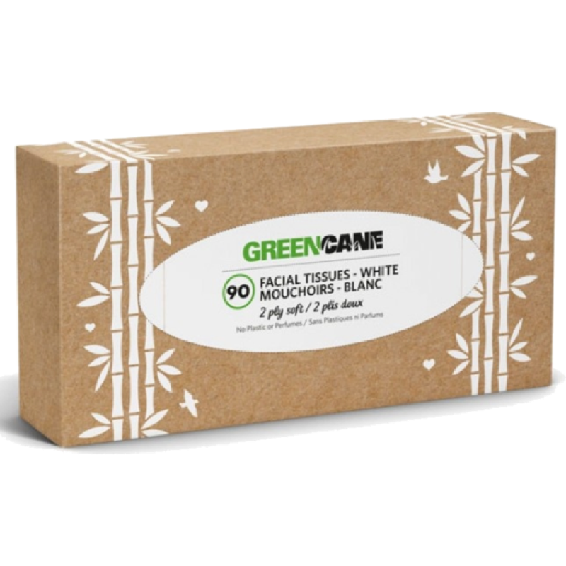 GREEN CANE 2PLY FACIAL TISSUES 90PK
