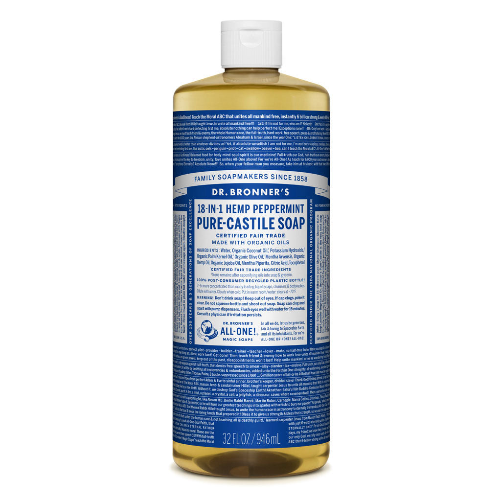 DR BRONNERS CASTILE PEPPERMINT LIQUID SOAP 946ML