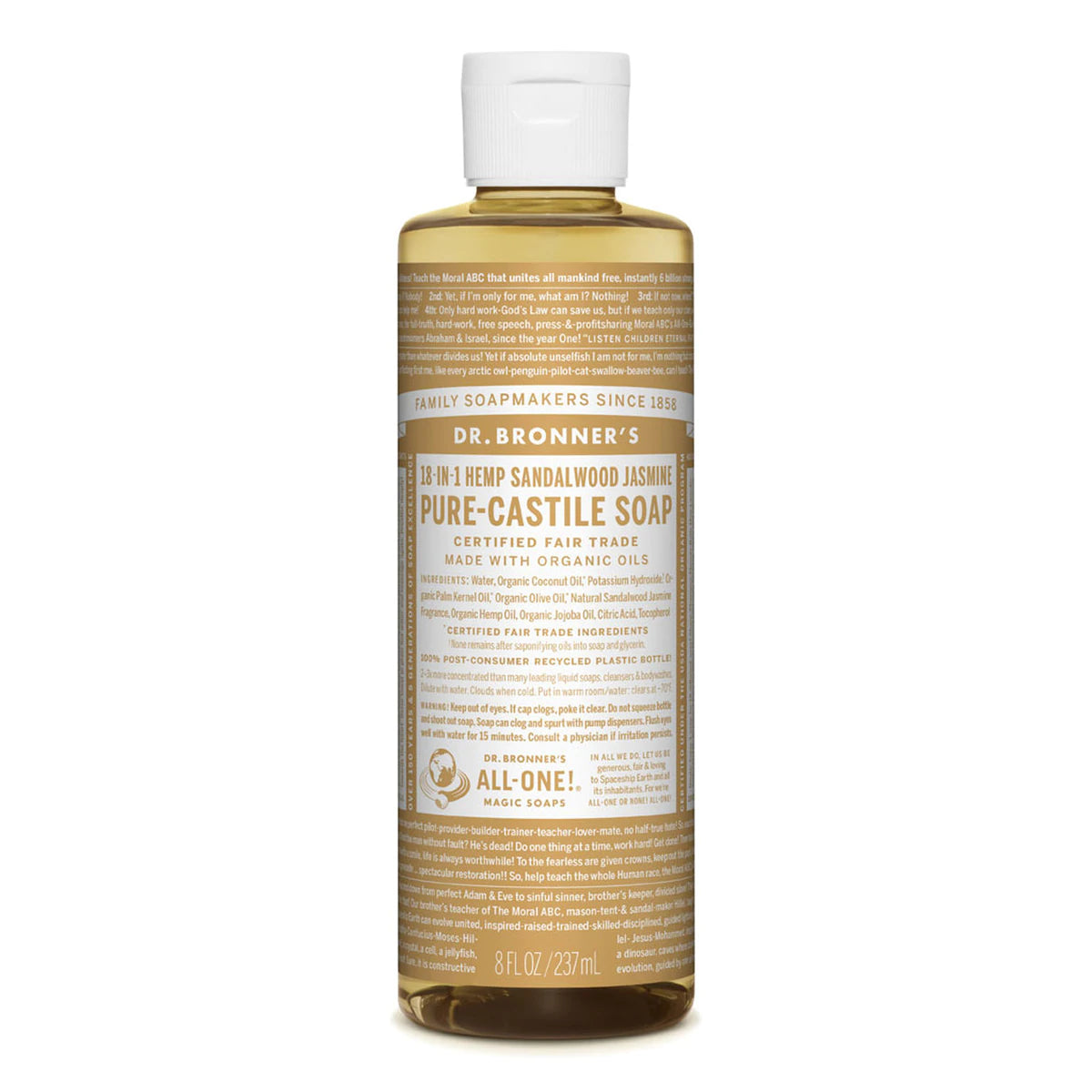 DR BRONNERS CASTILE SANDALWOOD & JASMINE LIQUID SOAP 237ML
